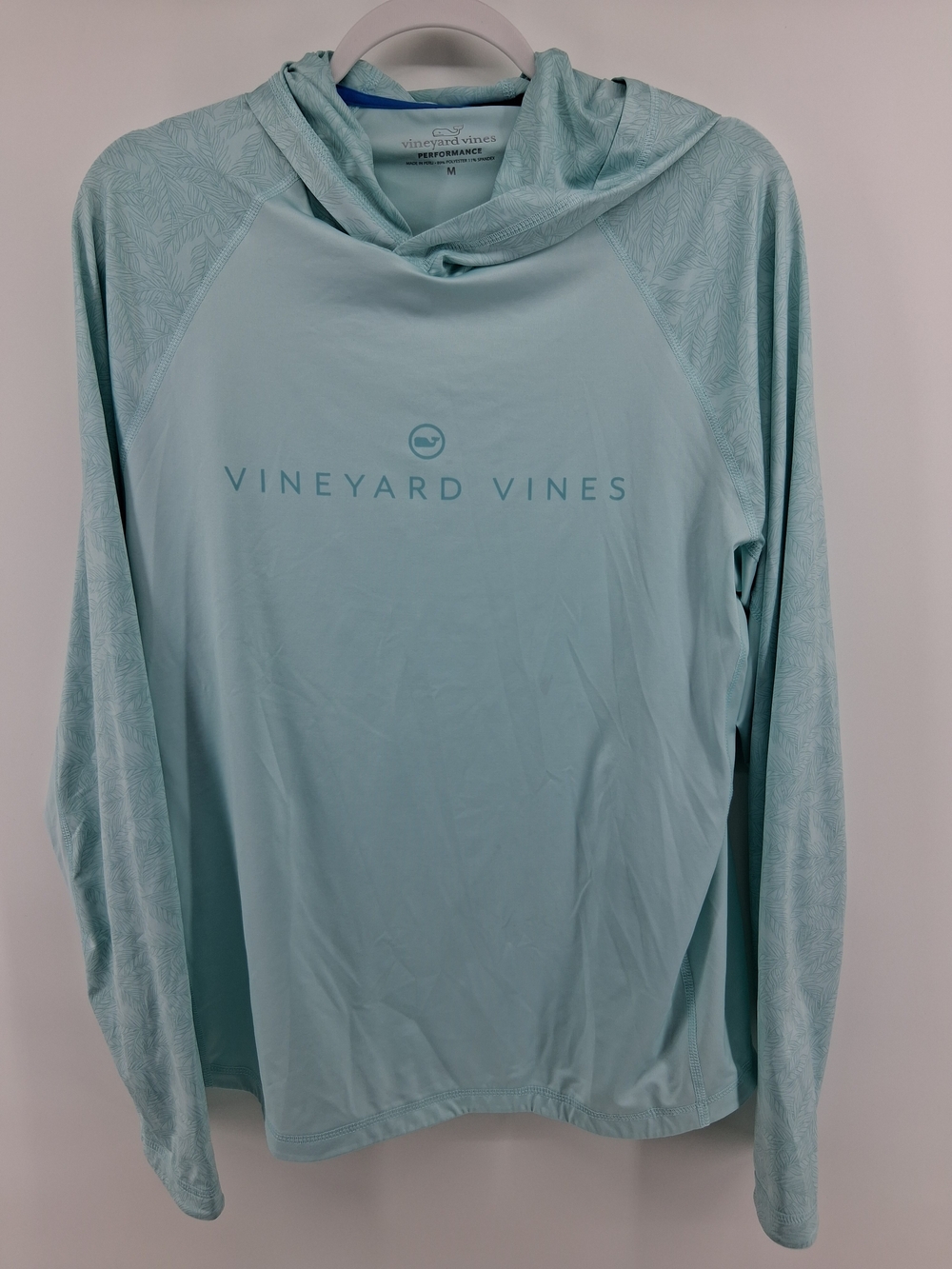 Vineyard Vines Men's Light Aqua Performance Hooded Long Sleeve